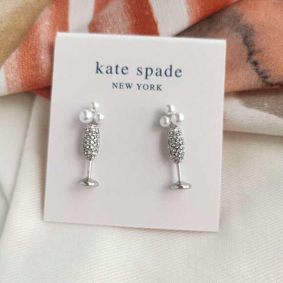 Kate Spade Jewelry - Kate Spade - Cheers To That - Silver White Stud Earrings